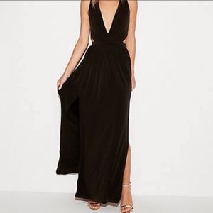EXPRESS NWT black plunging V-neck cut out maxi